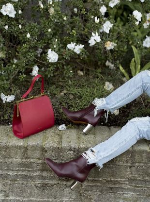 aimee_song_songofstyle_mansur_grvriel_red_purse_with_gold_details_light_blue_ripped_jeans_celine_red_leather_silver_heeled_boots_pink_red_multicolor_cardigan_pink_nude_silk_cami_tanktop