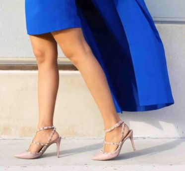 Skin-colored-Heels-with-cape-dress